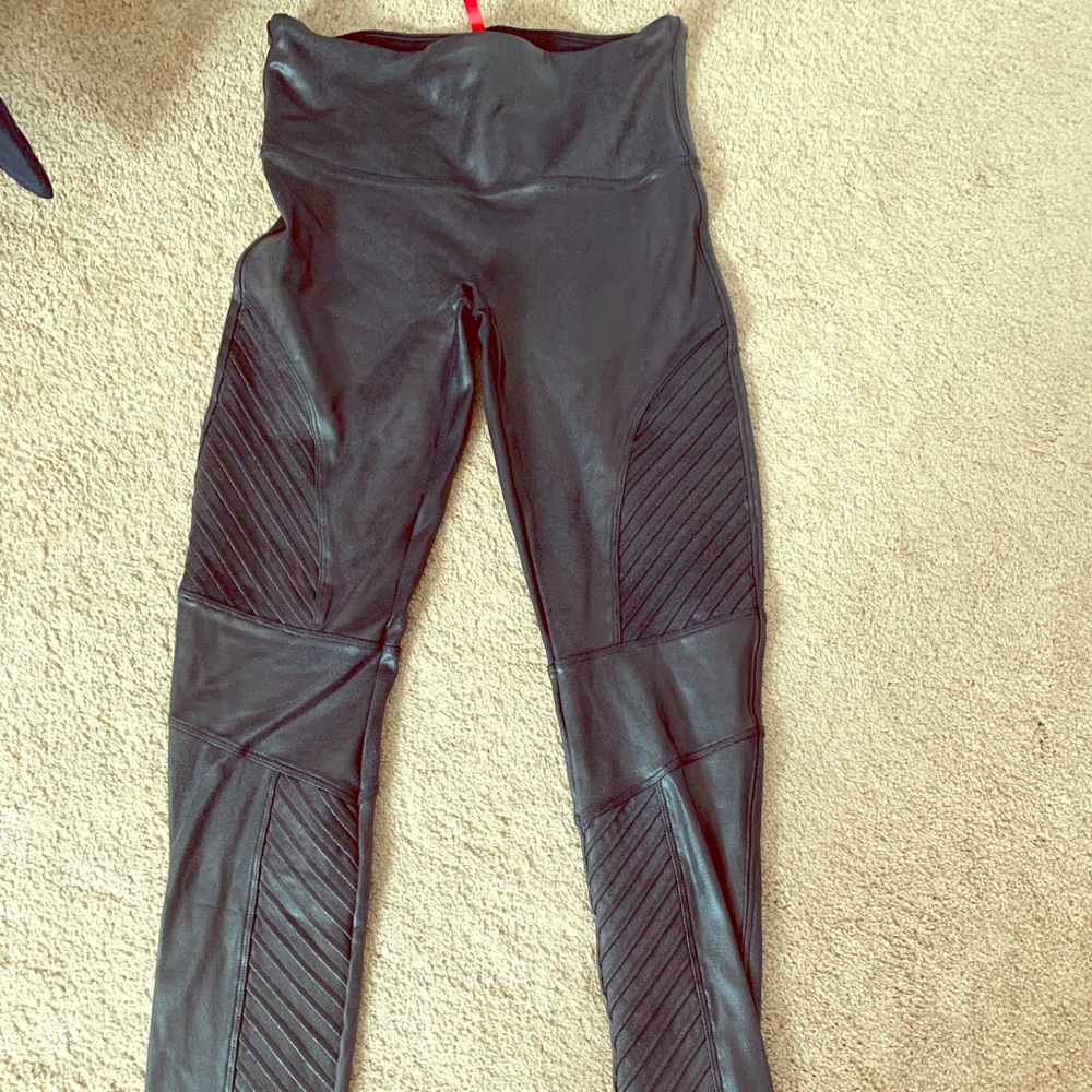 Spanx black pleather leggings